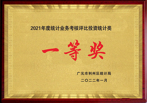 2021年度统计业务考核评比投资统计类一等奖
